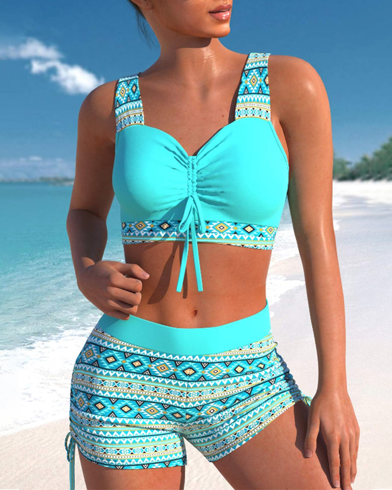 Bikinisett for shorts med trykk