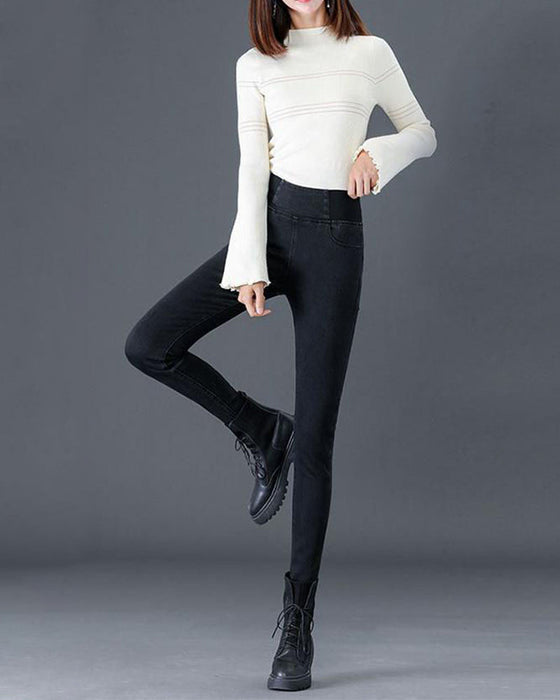 Slank blyantbukse med høyt liv