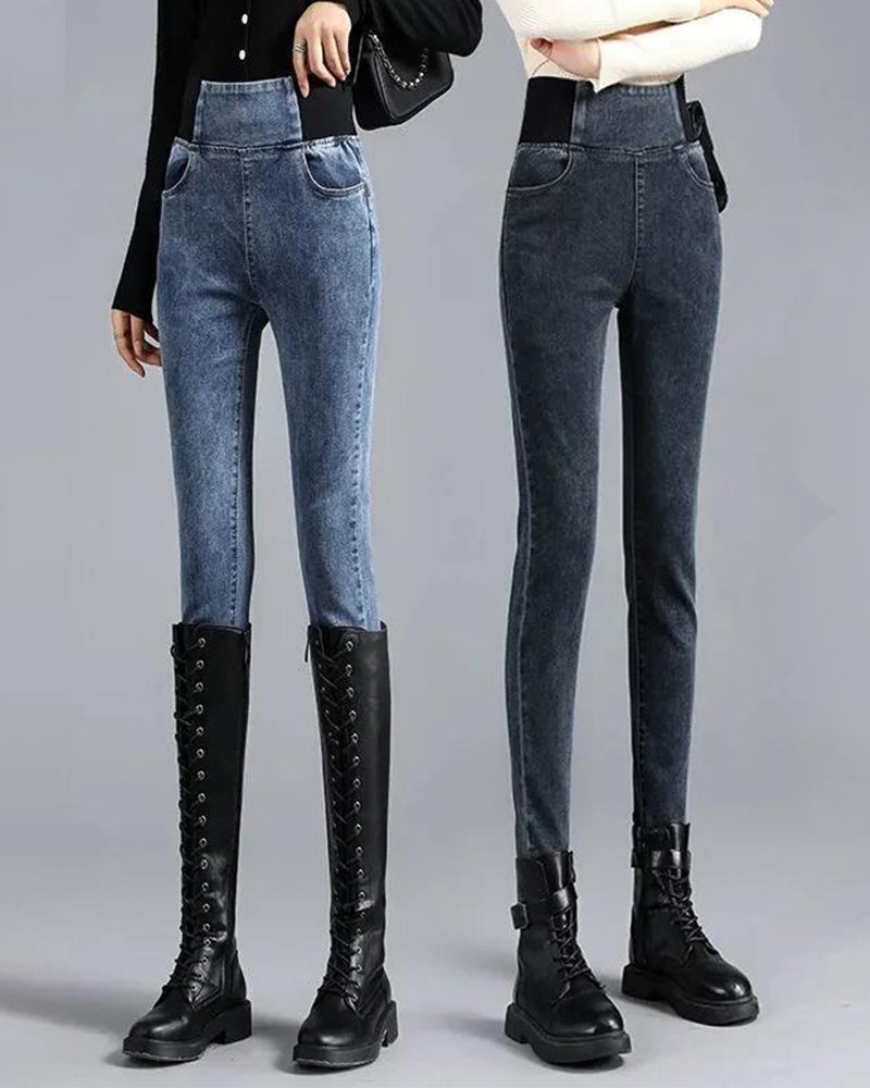 Slank blyantbukse med høyt liv