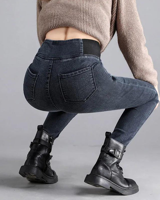 Slank blyantbukse med høyt liv