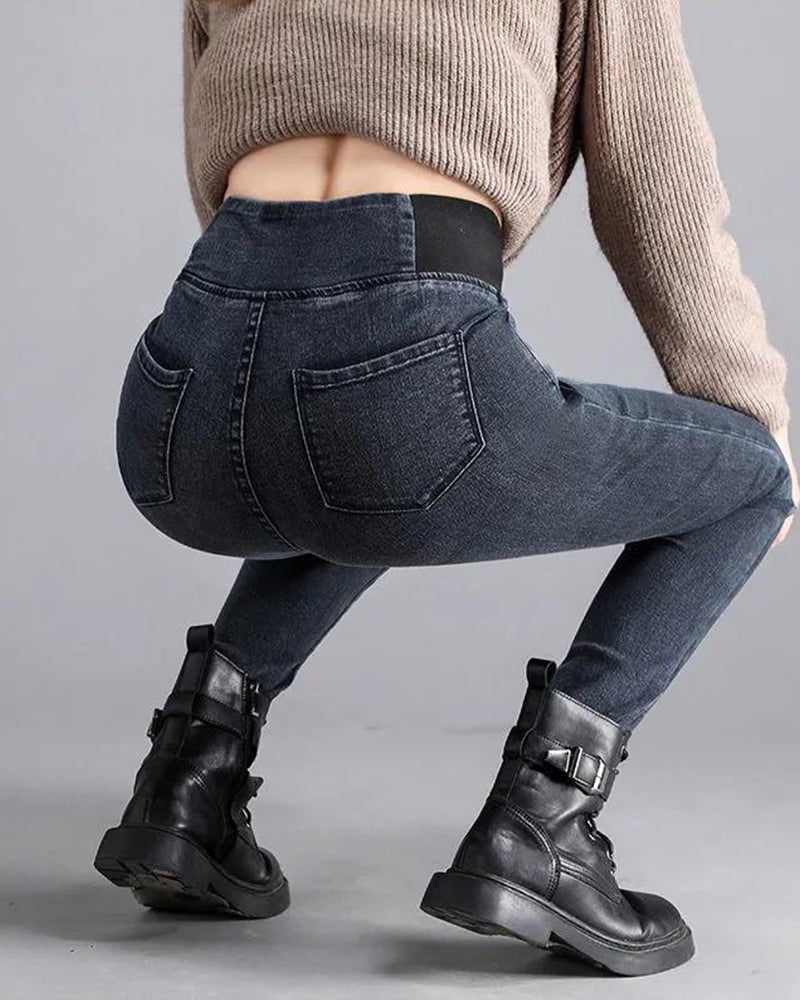 Slank blyantbukse med høyt liv