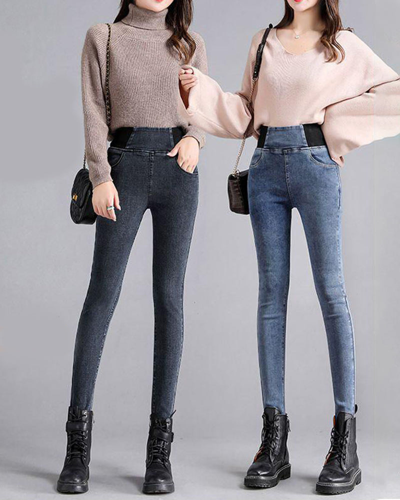 Slank blyantbukse med høyt liv