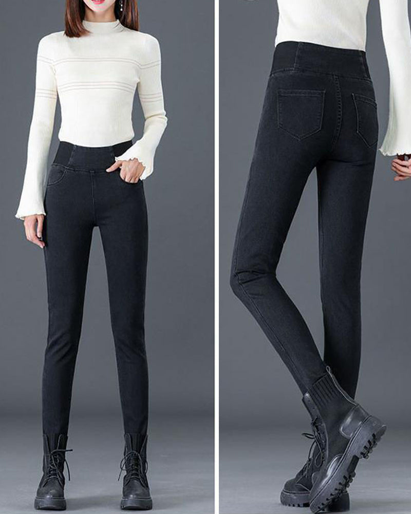 Slank blyantbukse med høyt liv