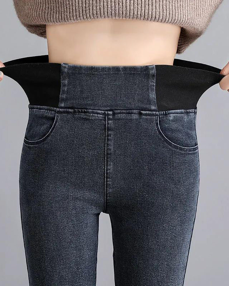 Slank blyantbukse med høyt liv