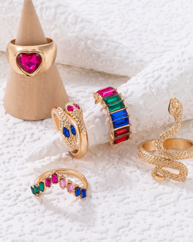 Slangehjerte femdelt ringsett