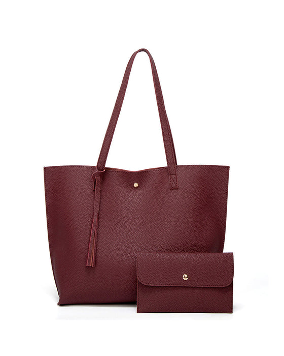 Kapasitet med ensfarget dusk skulderveske med stor