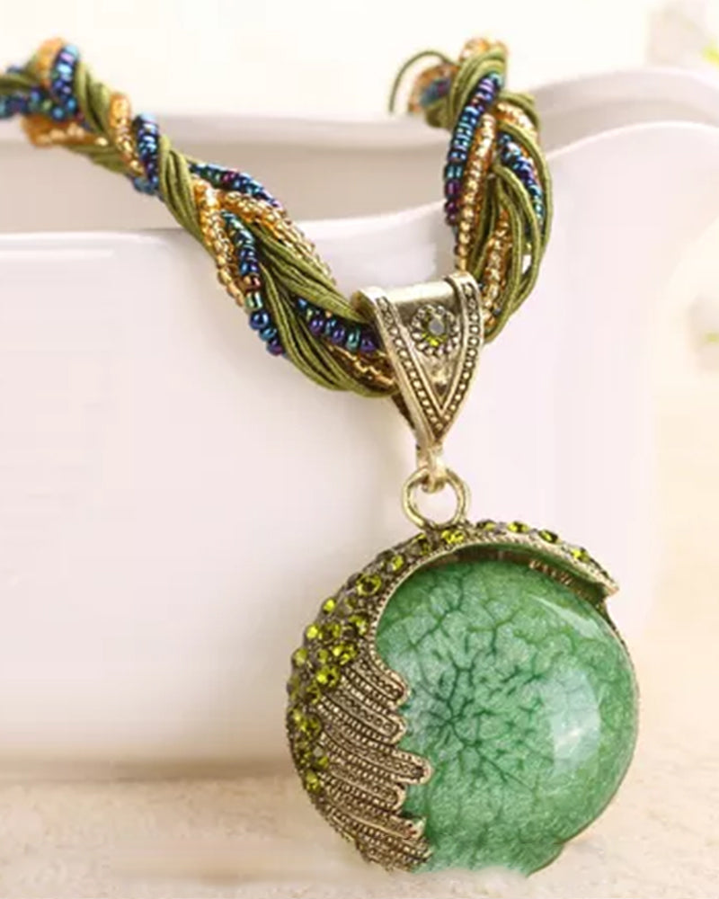 Boho håndflettet kjede med anheng