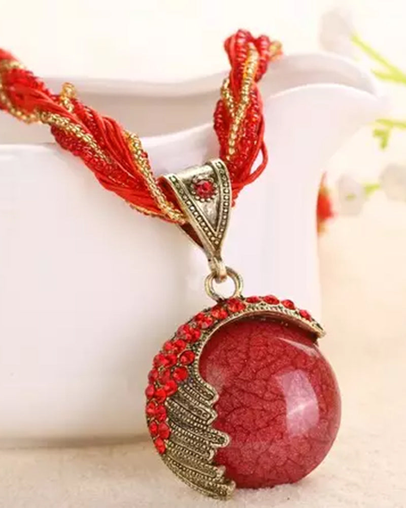 Boho håndflettet kjede med anheng