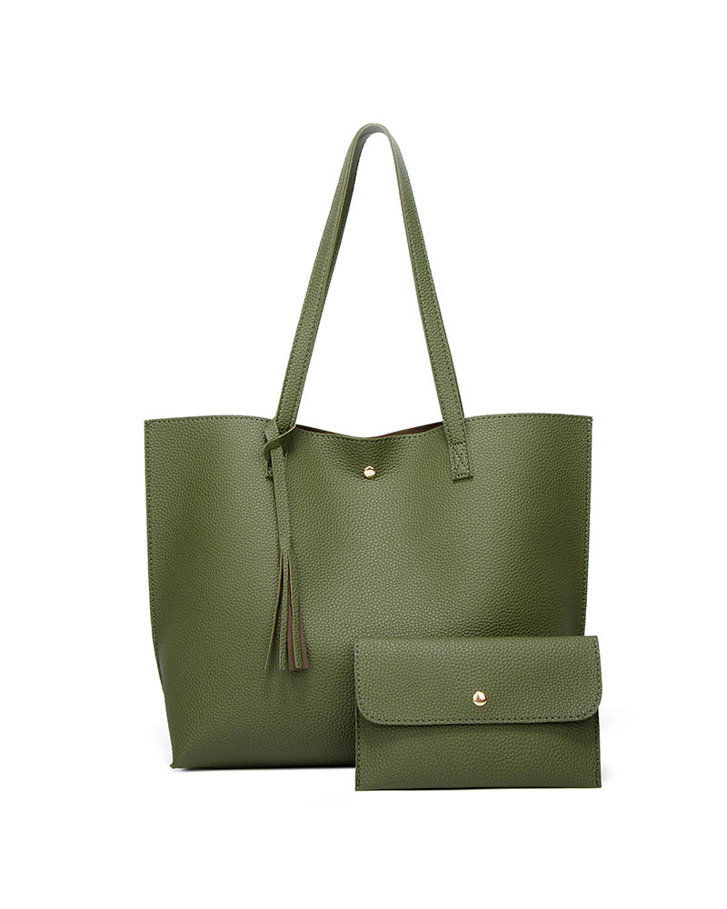 Kapasitet med ensfarget dusk skulderveske med stor