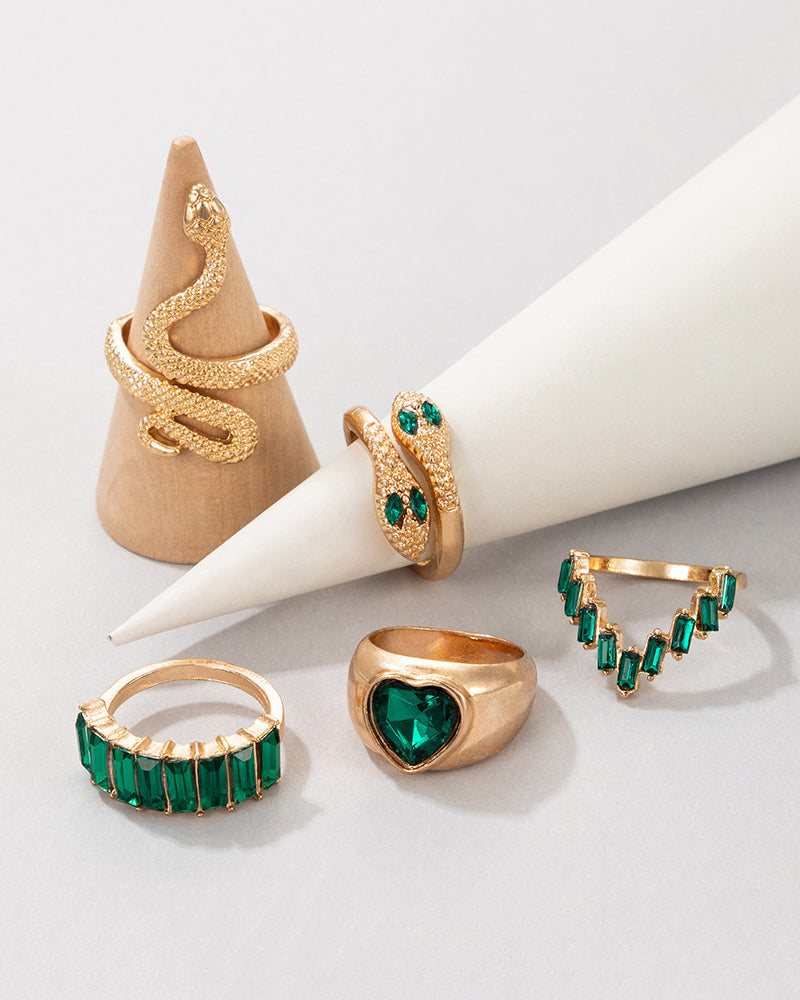 Slangehjerte femdelt ringsett