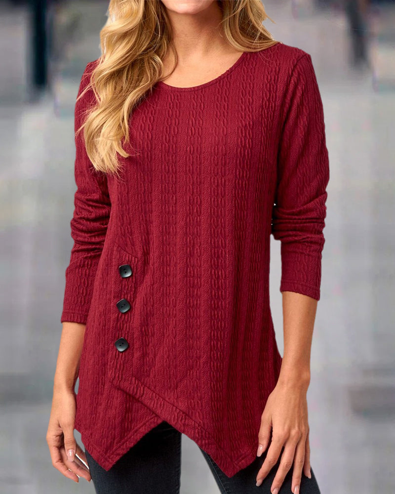 Langermet topp med rund hals og knapper