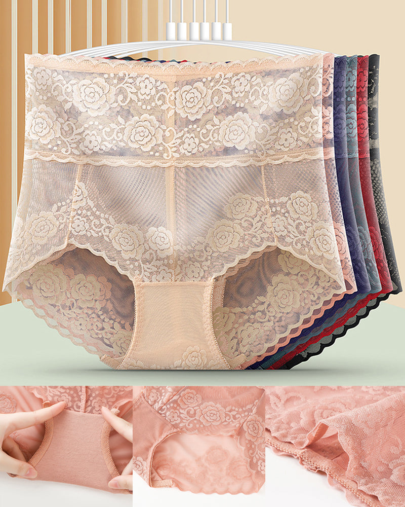 Truser med høy midje i blonder