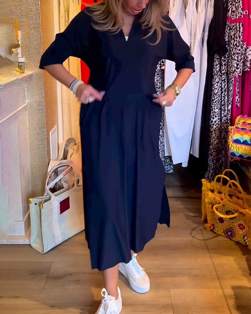 Lommekjole med v-hals