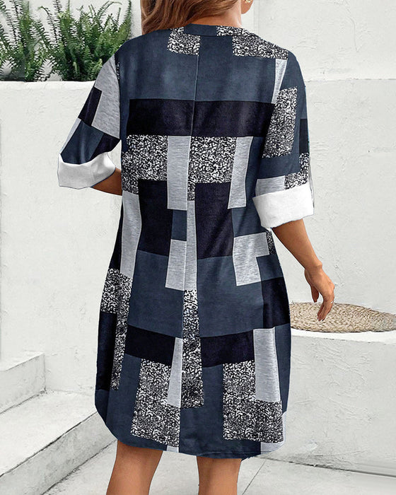 Kjole med rutete trykk