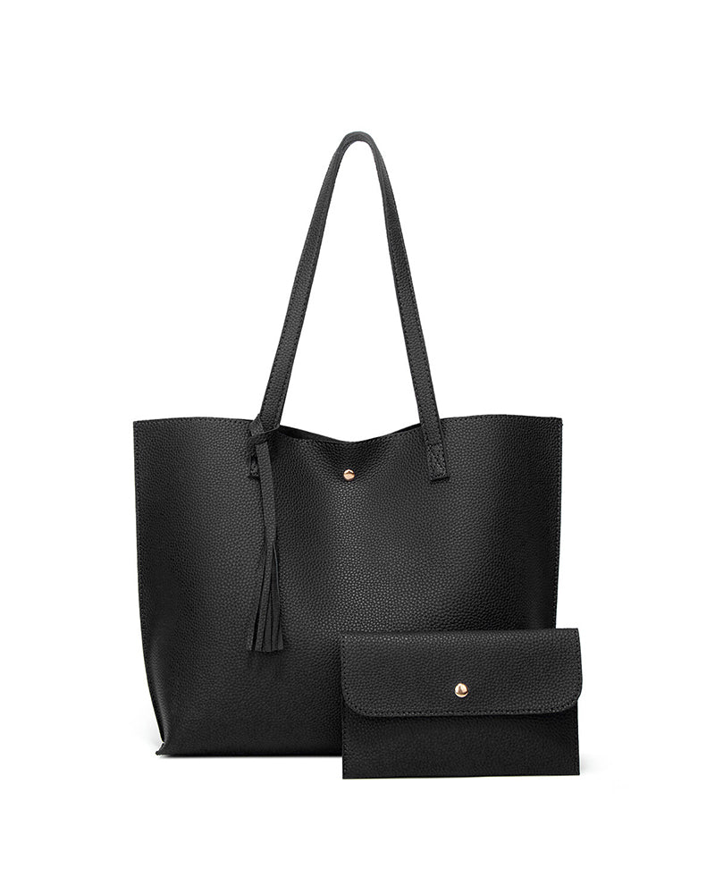 Kapasitet med ensfarget dusk skulderveske med stor