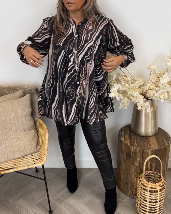 Bluse med retrostil og lange ermer