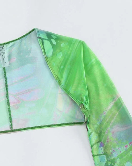 Tredelt flerfarget tie-dye bikinisett