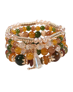 Flerlags perlearmbånd med frynser i bohemisk-stil