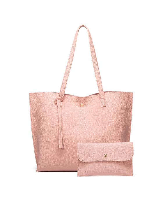 Kapasitet med ensfarget dusk skulderveske med stor