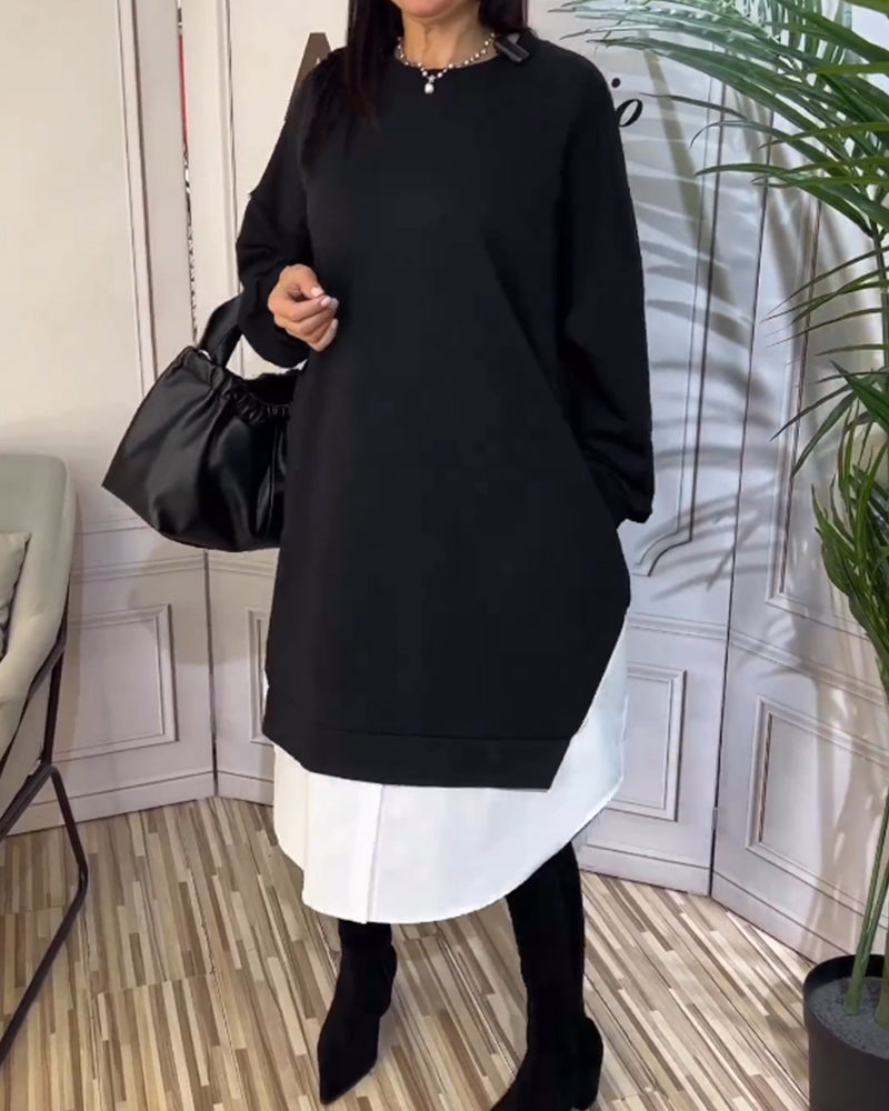 Runde nakke lappeteppe kjole