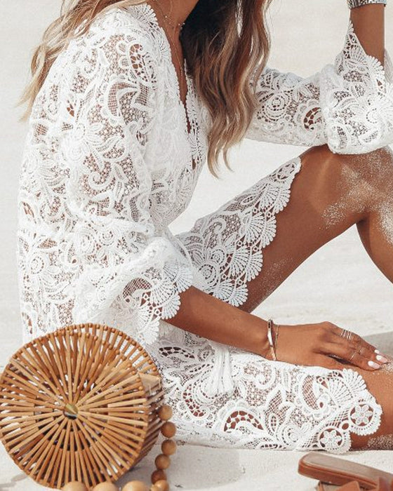 Sexy blondekjole med lange ermer