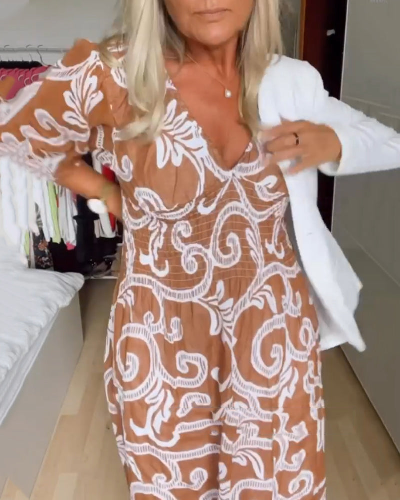 Casual kjole i A-linje med trykk