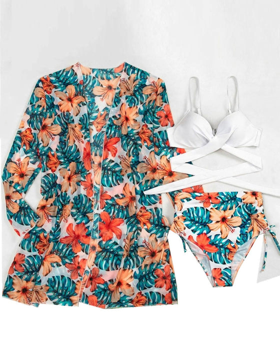 Floral Print Bikinier og Cover Ups