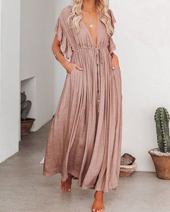 Cover-up kjole i solid farge