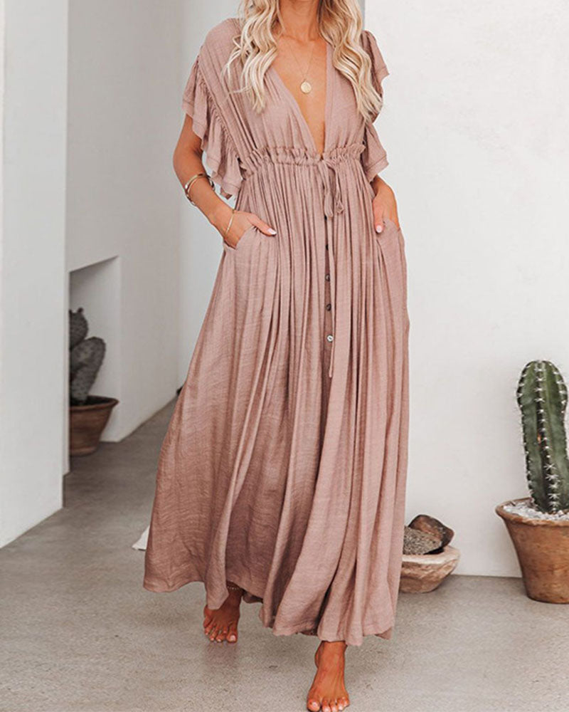 Cover-up kjole i solid farge