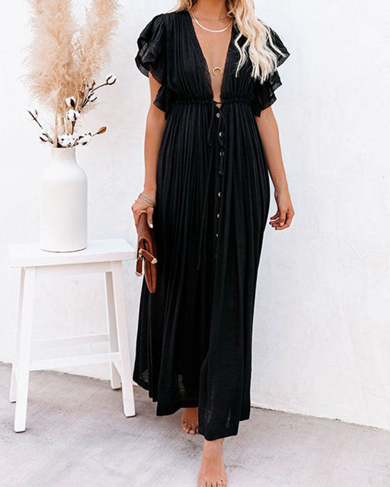 Cover-up kjole i solid farge