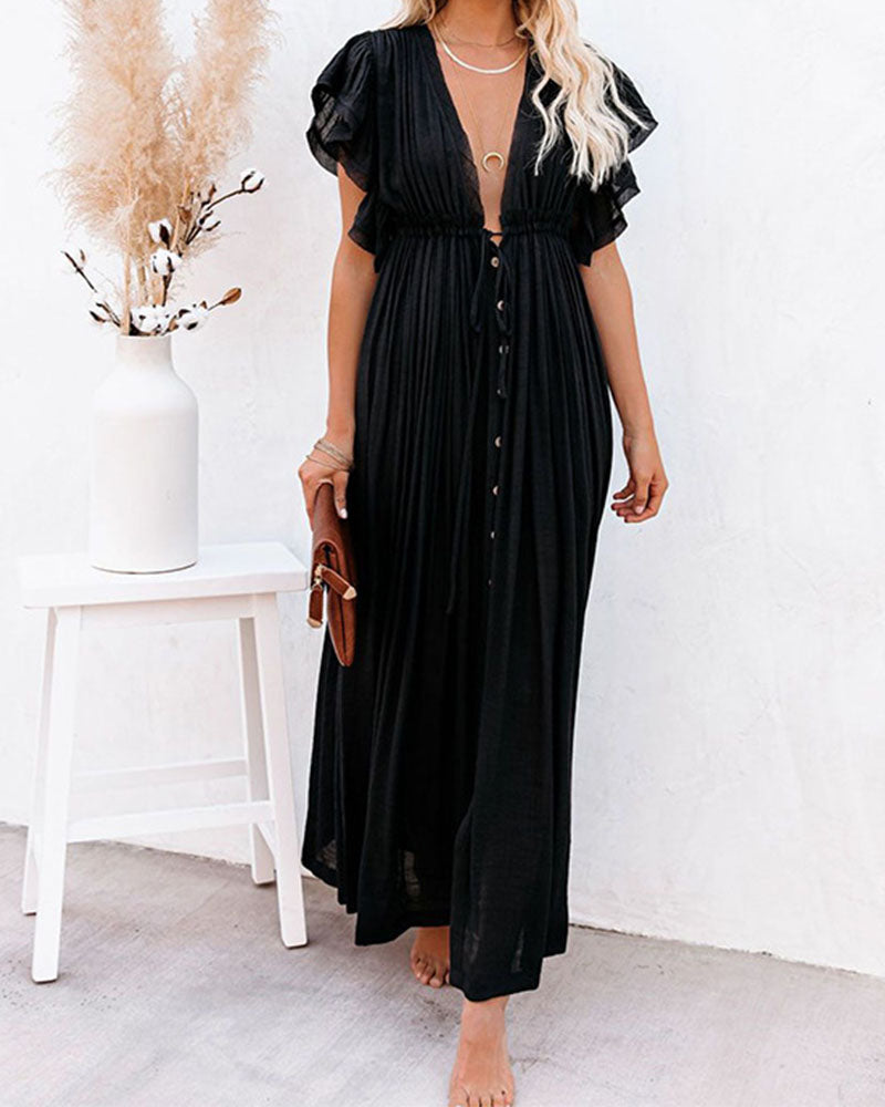 Cover-up kjole i solid farge