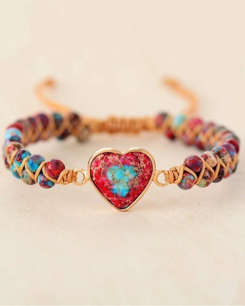 Lidenskapelig hjertearmbånd med jaspisstein