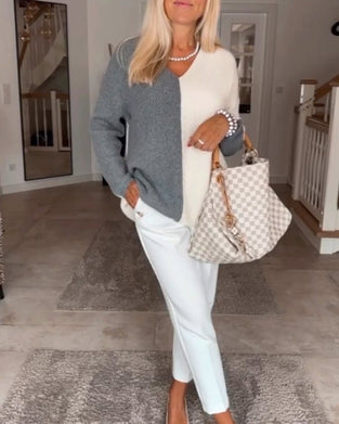 V-hals fargeblokkgenser