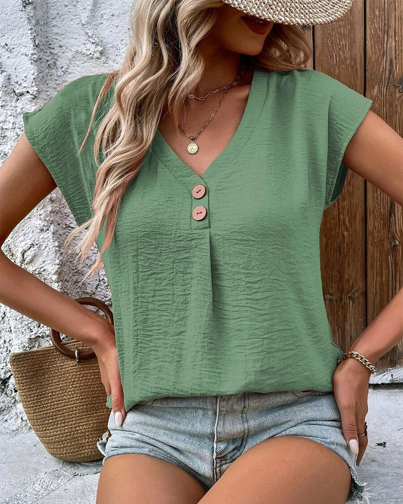 Kortermet t-skjorte med V-hals