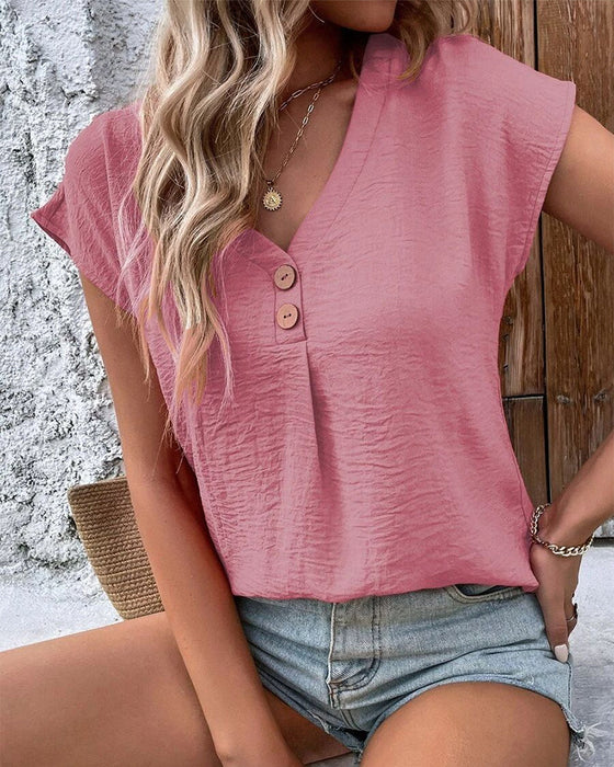 Kortermet t-skjorte med V-hals