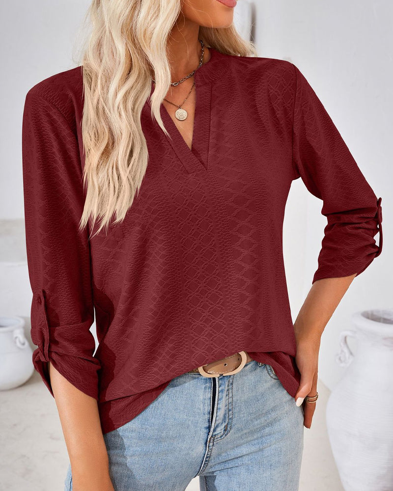 Elegant damebluse med V-hals