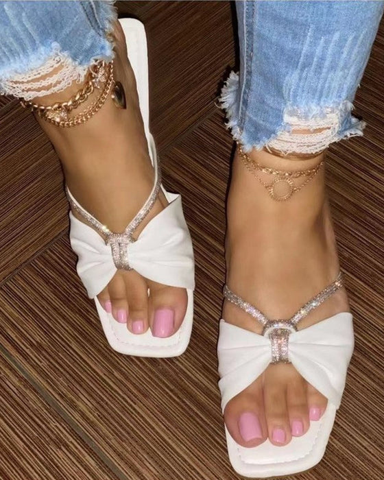 Bowknot sandaler i ensfarget