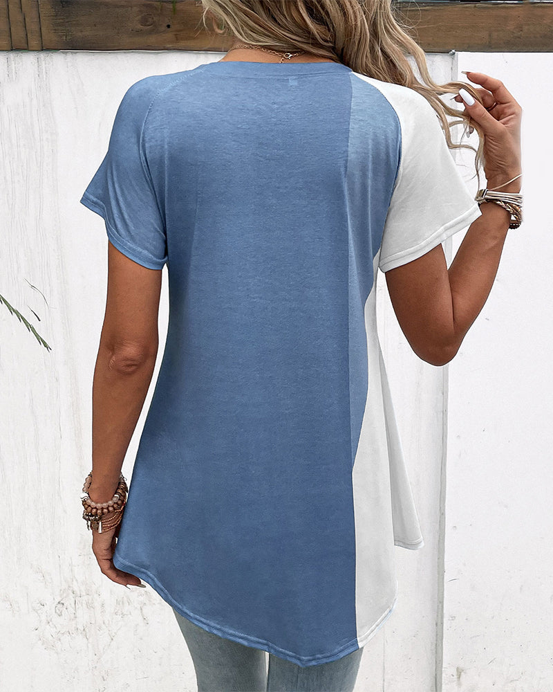 Patchwork t-skjorte i blomstertrykk