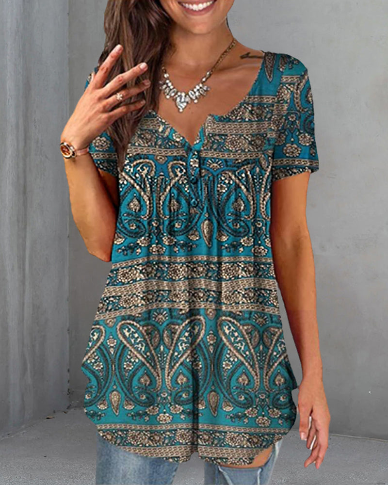 Løse V-hals med korte ermer