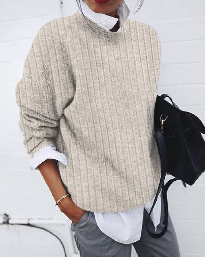 Ensfarget casual lange ermede topper