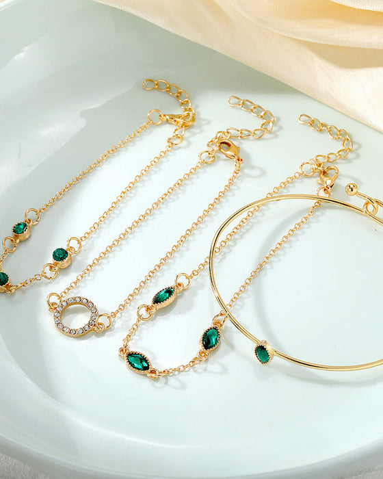 Sirkel rombe rhinestone armbånd sett med fire