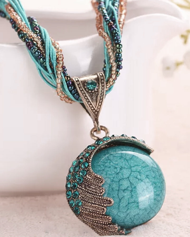 Boho håndflettet kjede med anheng