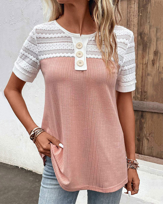 Blouse med kort ermet blonde