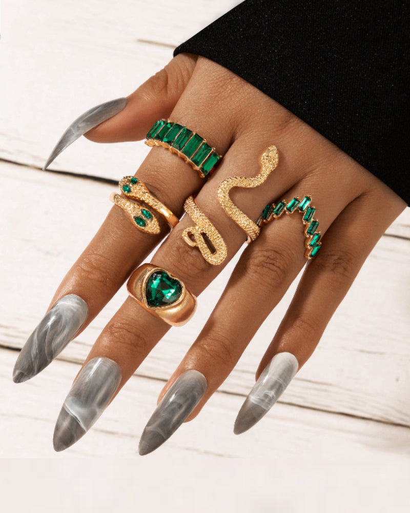 Slangehjerte femdelt ringsett