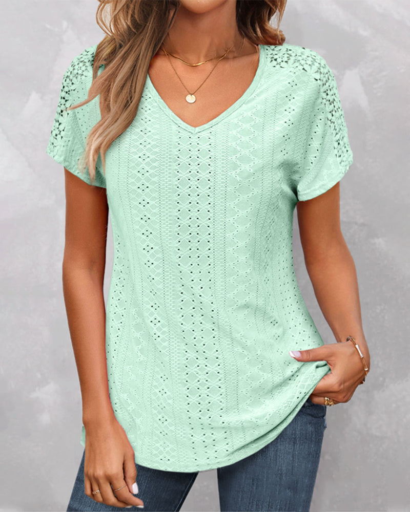 Kortermet t-skjorte i solid farge