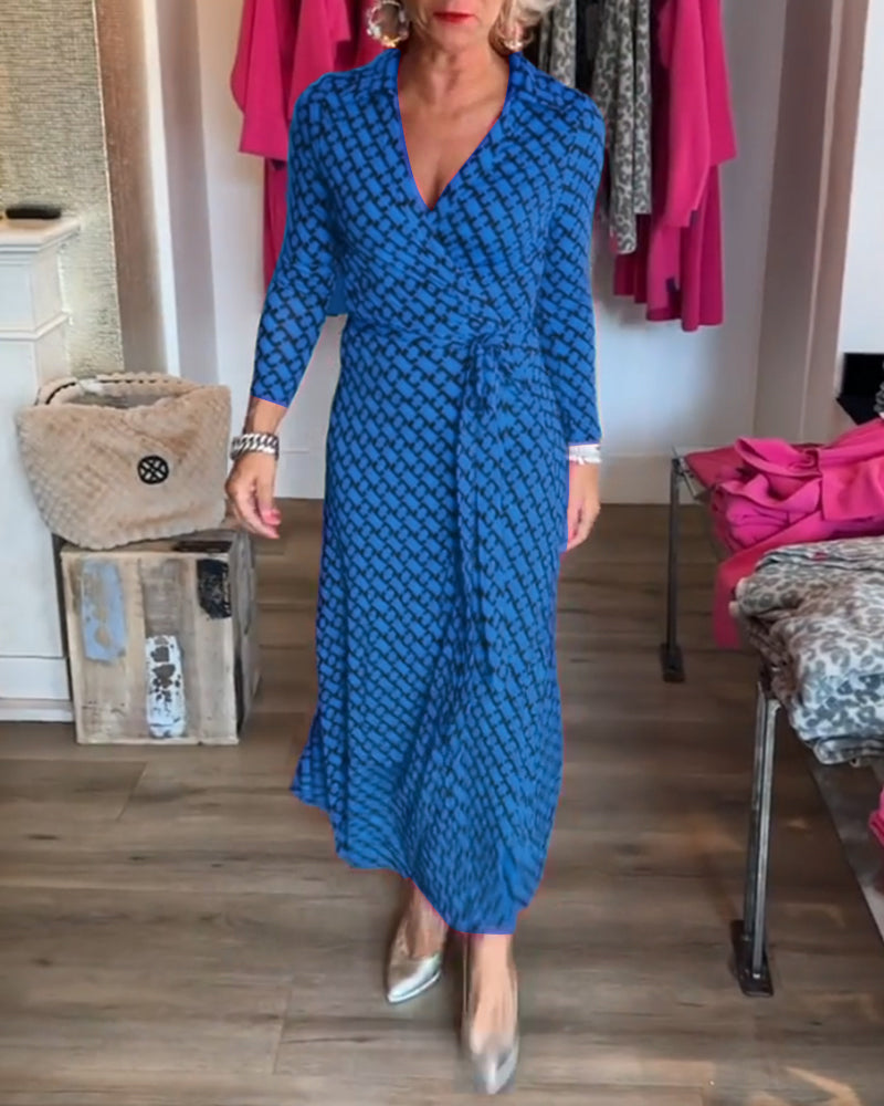 Elegant maxikjole med V-hals