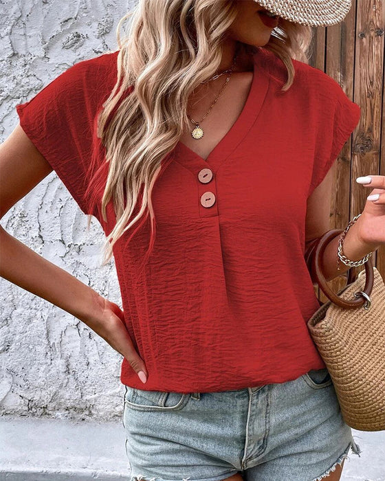 Kortermet t-skjorte med V-hals