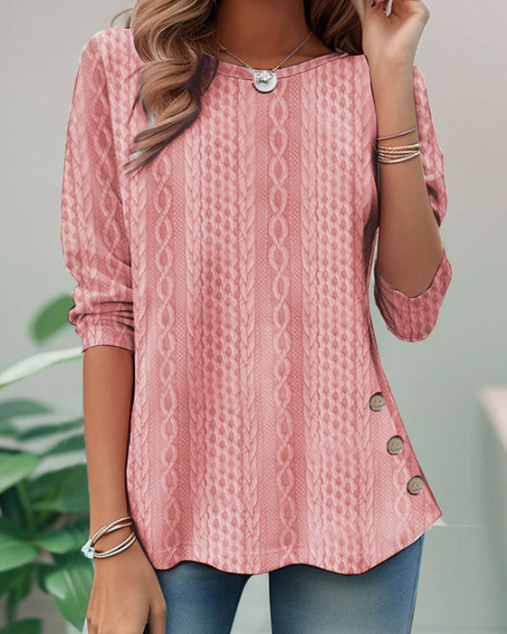 Ensfarget topp med rund hals