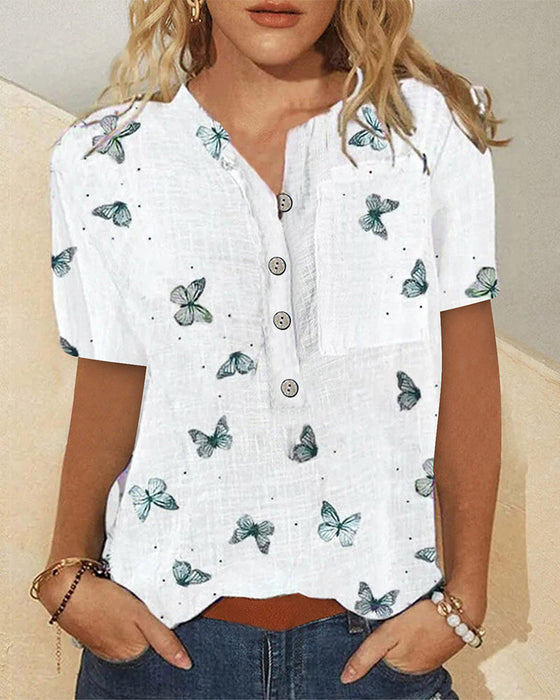 Kortermet topp med trykk