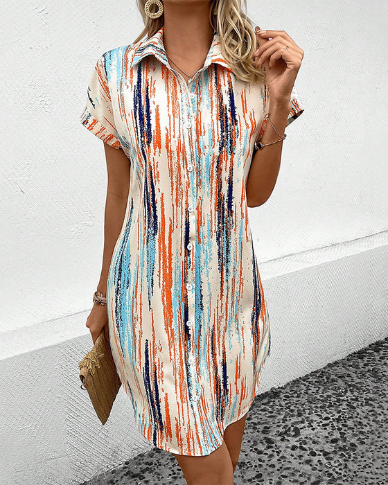 Print Kortermet skjortekjole